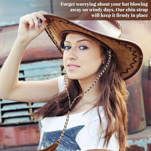 Western Braided Hat Chin Straps Set Removable Tassels for Men Women main image 6